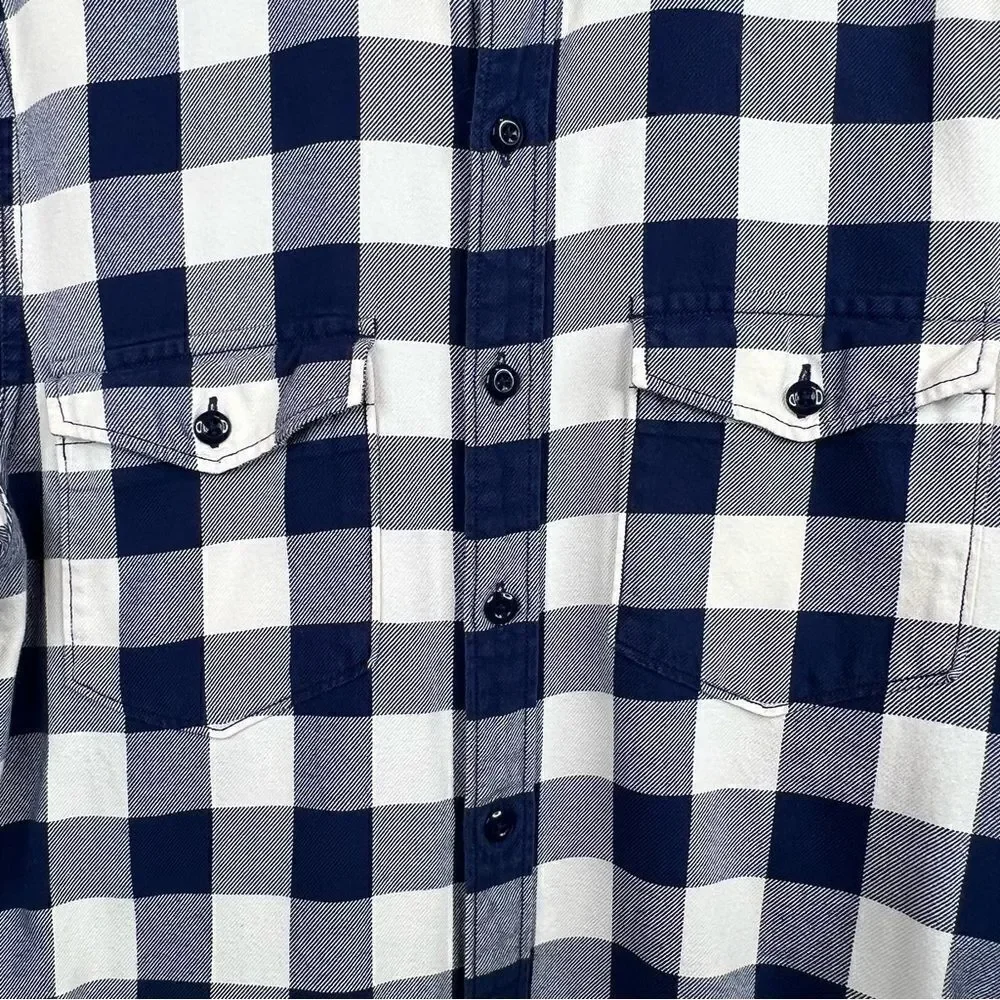 J.Crew Sportmen's Outfitter Long Sleeve Button Up Shirt Blue & White Men's Small